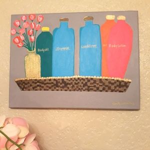Hand Painted bathroom canvas wall decor.